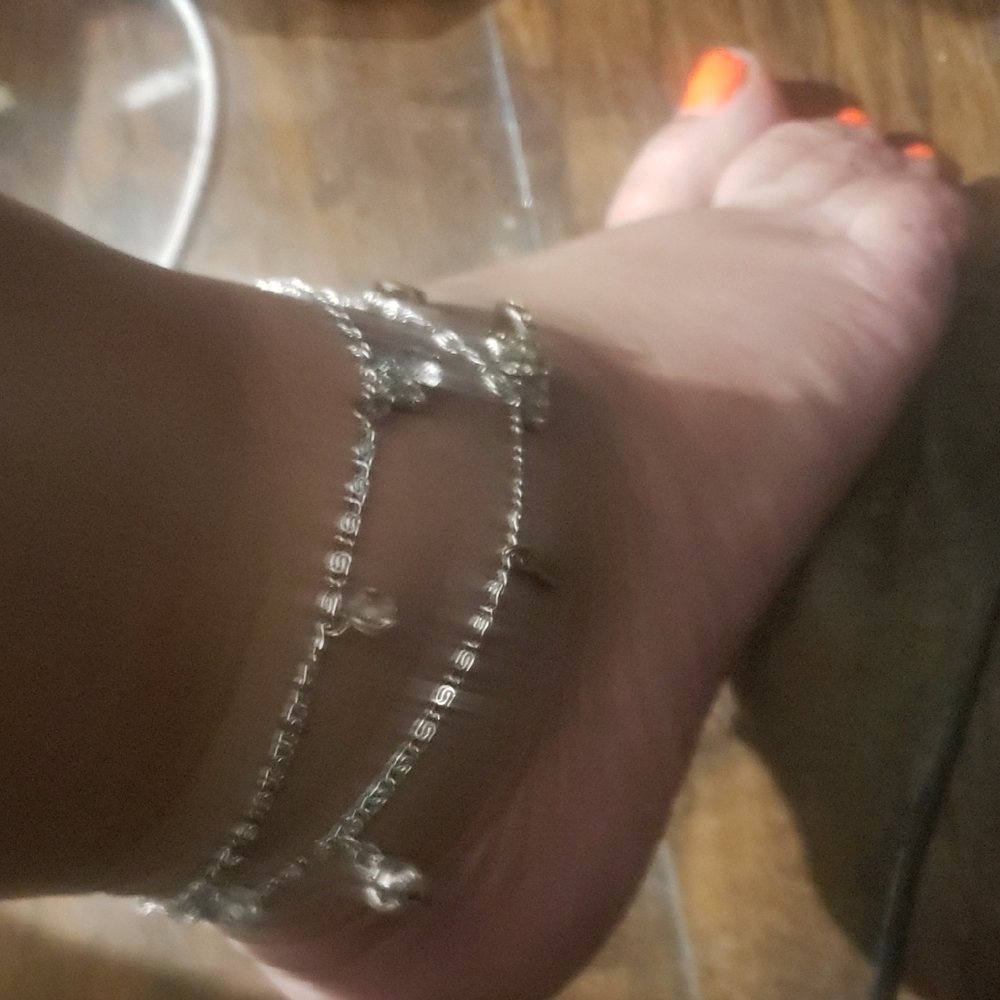 Silver Anklet with Crystal Accents